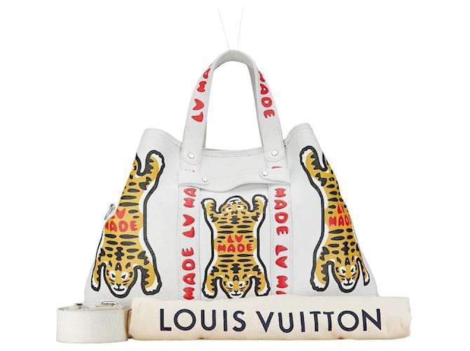 Louis Vuitton NIGO Collaboration Leder Tote Bag M59366 in sehr gutem Zustand Weiß  ref.1413831