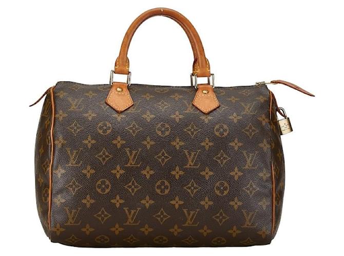 Bolsa Louis Vuitton Monogram Speedy 30 M41526 em couro PVC marrom em muito bom estado Plástico  ref.1413837