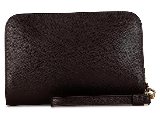 Louis Vuitton Taiga Zweifarbige Leder Clutch M30188 in sehr gutem zustand Braun  ref.1413838