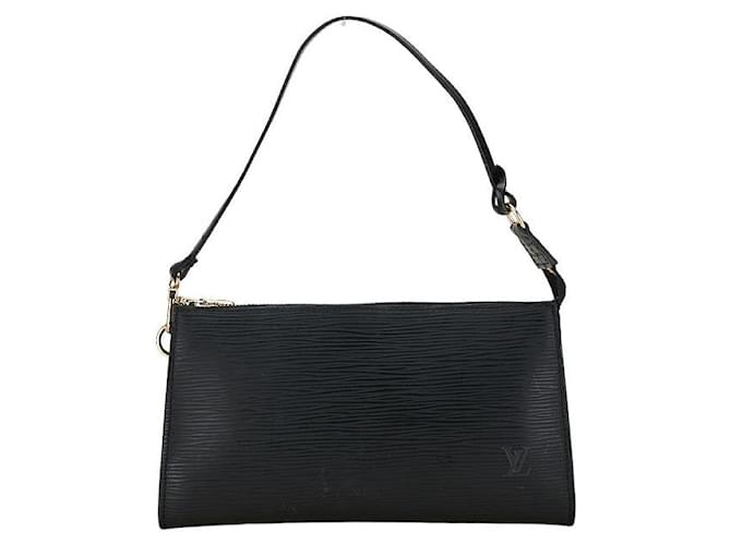 Bolsa de mão de couro Epi Pochette Accessoire M52942 da Louis Vuitton em muito bom estado Preto  ref.1413839