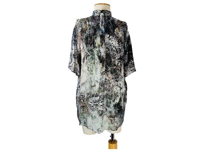 Autre Marque Top de seda negro Multicolor