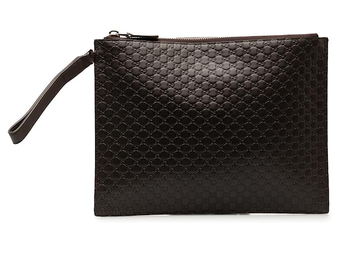 クラッチバッグ GUCCI Clutches Women Leather Black Gucci Black Microguccissima Clutch Leather Pony-style