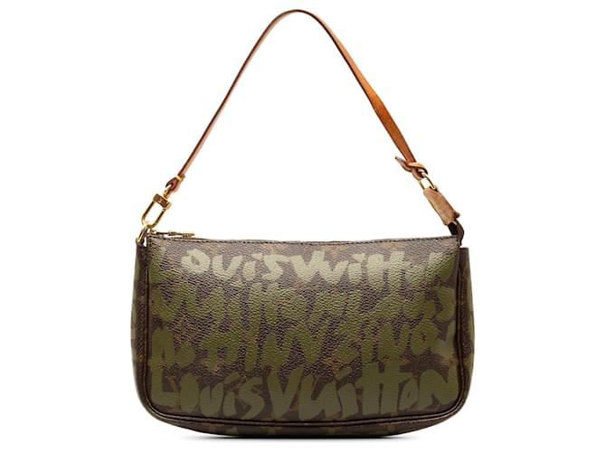 Louis Vuitton Brown x Stephen Sprouse Monogram Graffiti Pochette Accesorios Castaño Cuero Lienzo  ref.1413916