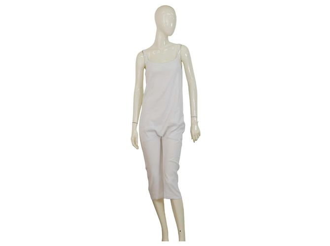 Autre Marque Four Minds Weißer Baumwoll Jumpsuit mit Spaghettiträgern
