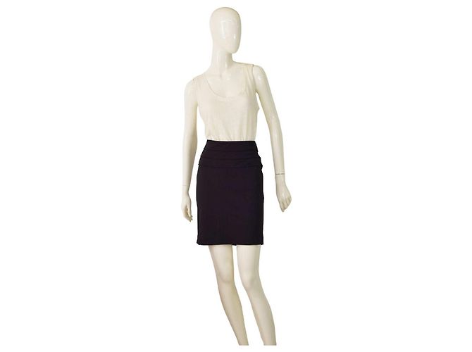 Max Mara Max Studio Schwarzer Stretch Minirock mit Rückenschlitz Größe M