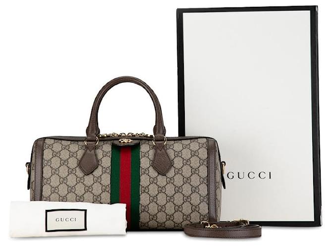 Bolsa Gucci GG Supreme Ophidia 2WAY em couro PVC em muito bom estado Bege Plástico  ref.1414065