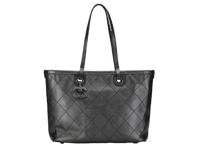 Chanel Caviar Skin Wild Stitch Coco Mark On The Road Tote Bag in Very Good Condition Black Leather  ref.1414077