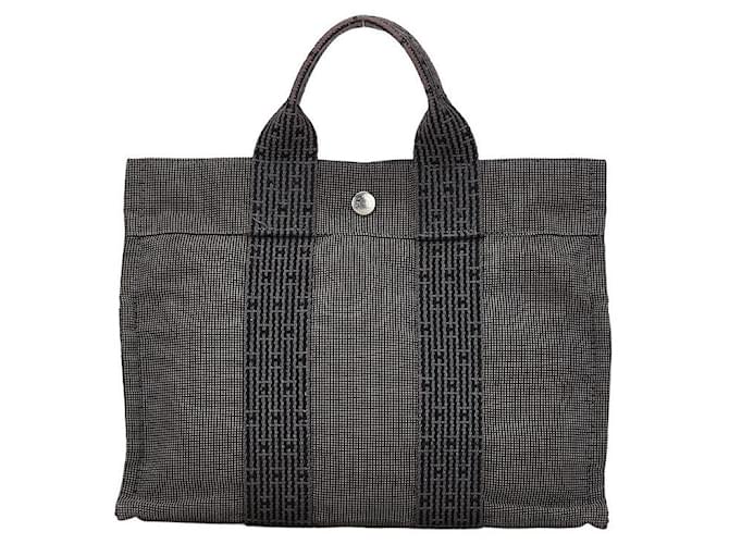 Hermès Sac à main Hermes Canvas Herline Tote PM gris en très bon état Toile  ref.1414086