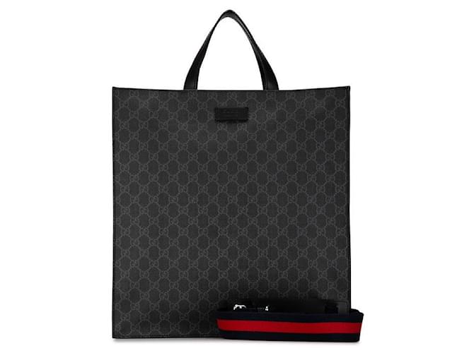 Gucci GG Supreme 2WAY Tote Bag Black PVC Leather in Very Good Condition Plastic  ref.1414094