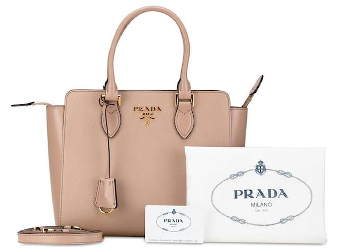 Prada Saffiano Leather 2WAY Handbag Shoulder Bag 1BA113 in Great Condition Beige  ref.1414106