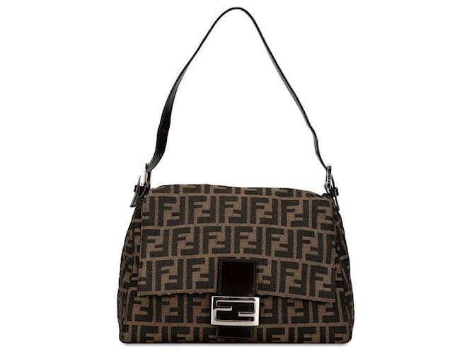 Bolsa de ombro de lona Fendi Zucca Canvas Mamma Baguette 26325 em boa condição  ref.1414107