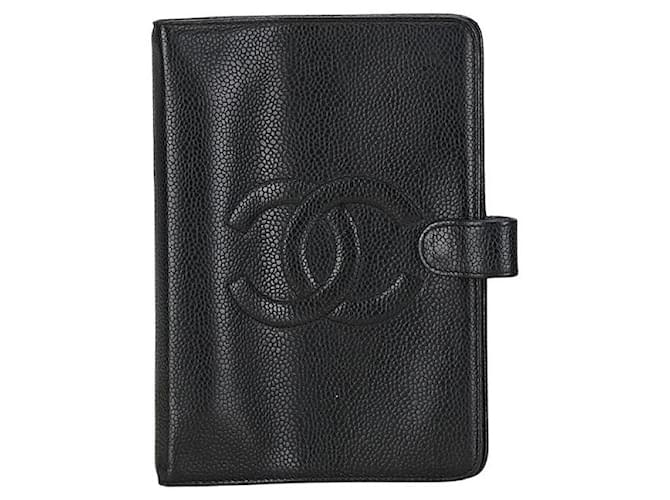 Chanel Caviar Skin Notebook Cover Agenda in Very Good Condition Black Leather  ref.1414109