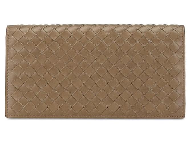 Bottega Veneta Intrecciato Leather Long Wallet in Very Good Condition Brown  ref.1414114