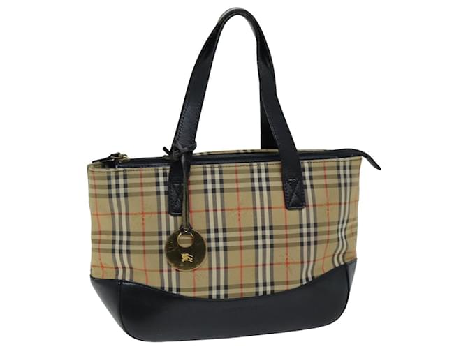 BURBERRY Nova Check Hand Bag Canvas Beige Auth 76210 Cloth  ref.1414210