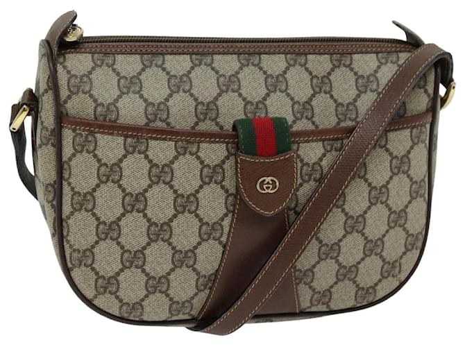 GUCCI GG Supreme Bolsa de Ombro PVC Couro Bege 001 754 6177 4021 auth 76609  ref.1414235