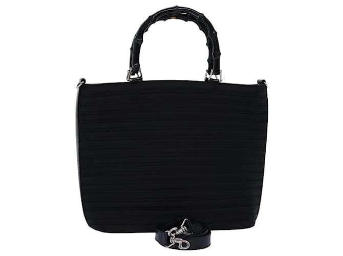 Borsa a mano in bambù GUCCI Nylon 2modo nero 000 1998 0588 Auth ep4254  ref.1414241