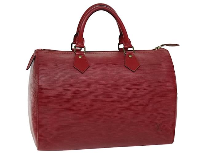 Louis Vuitton Epi Speedy 30 Bolsa de Mão Castelhano Vermelho M43007 Autenticação de LV 76072 Couro  ref.1414262