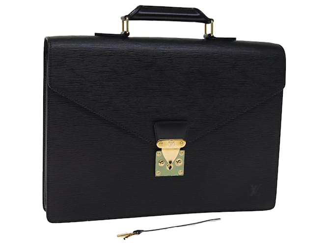 LOUIS VUITTON Epi Servilleta Conseiller Maletín Negro M54422 LV Auth 76713 Cuero  ref.1414269