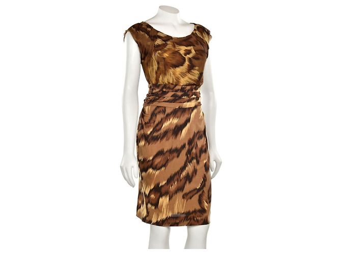 Diane Von Furstenberg Vestido de seda DvF Jamilla Marrom Conhaque Caramelo