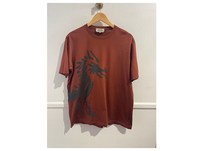 Hermès HERMES Camisetas T.Algodón XL Internacional Castaño