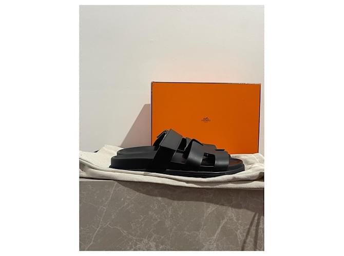 Hermès HERMES Sandalen T.EU 39.5 Leder Schwarz  ref.1414337