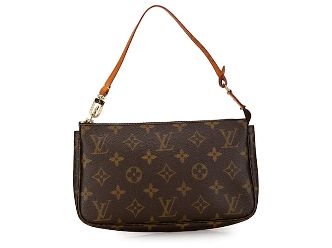 Bolso de hombro Louis Vuitton Monogram Pochette Accessoires marrón Castaño Cuero  ref.1414383