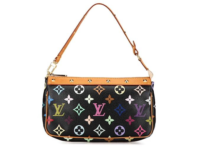 Bolsa de ombro preta Louis Vuitton Monogram Multicolore Pochette Accessoires Preto Couro  ref.1414390