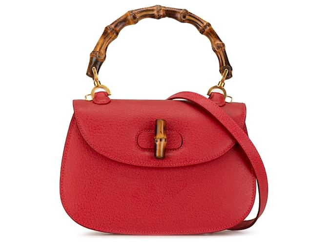 Bolsa noturna de bambu em couro de bezerro vermelho Gucci  ref.1414405