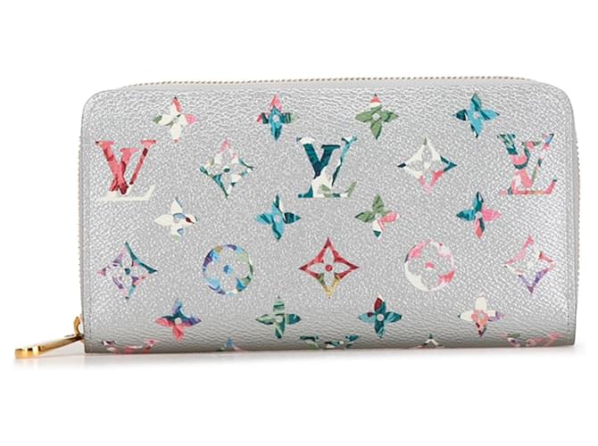 Portefeuille Zippy de jardin à monogramme métallisé Louis Vuitton argenté Toile  ref.1414406