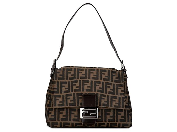 Bolso de hombro Mamma Forever de lona marrón Fendi Zucca Castaño Cuero  ref.1414457