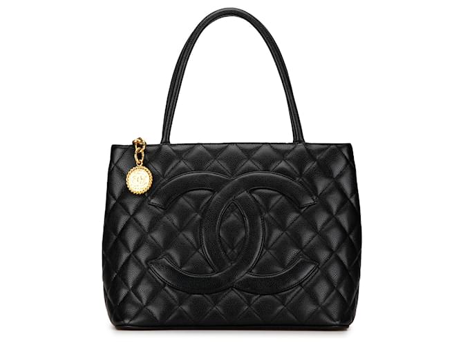 Black Chanel Caviar Medallion Tote Leather  ref.1414491