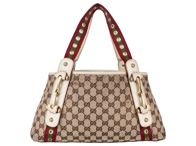 Gucci GG Monogram Grommet Straps Pelham Shoulder Bag Beige Cloth  ref.1414504