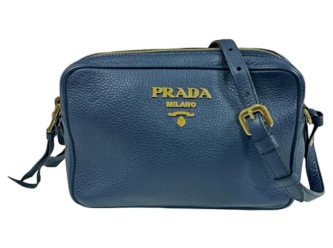 Prada Saffiano Azul marinho Couro  ref.1414543