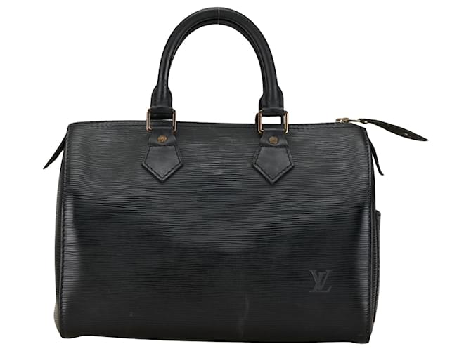 Louis Vuitton Speedy 25 Negro Cuero  ref.1414589