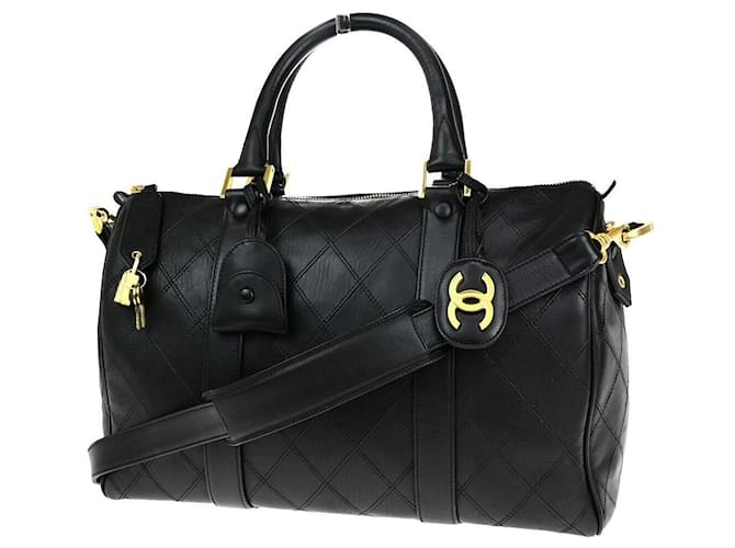 Timeless CHANEL Bicolor Preto Couro  ref.1414592