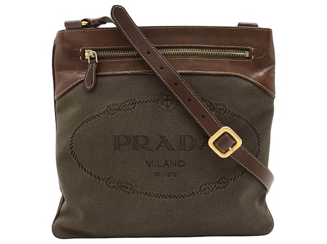 Prada Jacquard Marrom Lona  ref.1414687