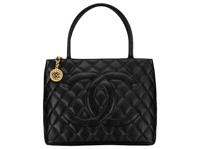 Chanel Médaillon Schwarz Leder  ref.1414698