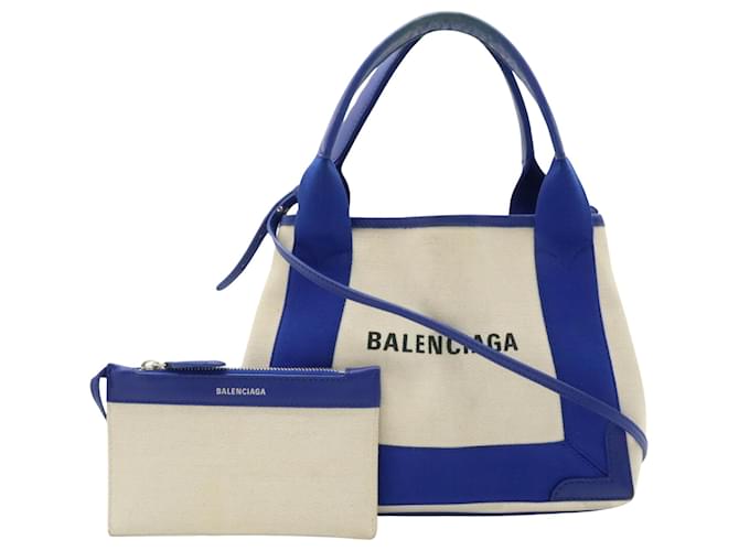 Everyday Balenciaga Navy Cabas Beige Leinwand  ref.1414760