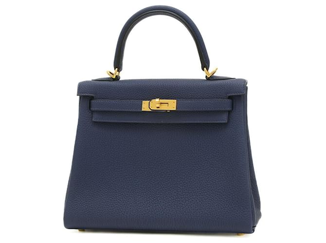 Hermès Kelly 25 Navy blue Leather  ref.1414770