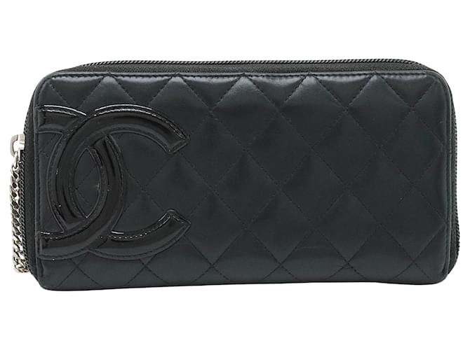 Chanel Cambon Preto Couro  ref.1414806