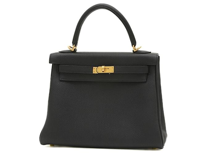 Hermès Hermes Kelly 25 Preto Couro  ref.1414840