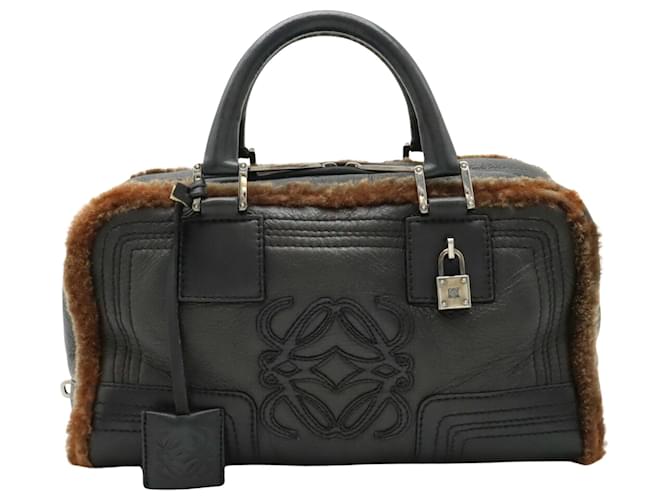 LOEWE AMAZONA Preto Couro  ref.1414868