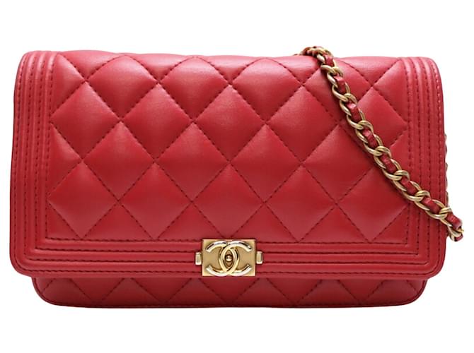 Le Boy Chanel Boy Vermelho Couro  ref.1414926