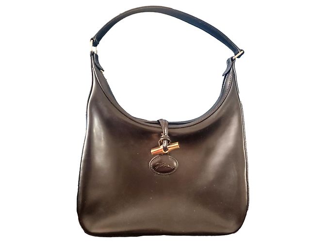 Bolso de mano Longchamp Roseau de piel negro