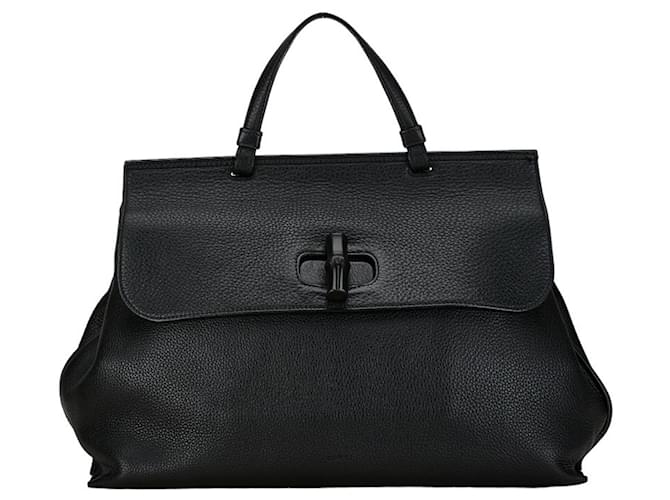 Gucci-Bambus Schwarz Leder  ref.1415138