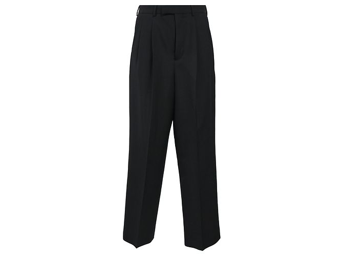Céline Pantaloni Margaret a pieghe foderati Celine in lana nera Nero