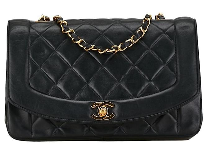 Chanel Diana Preto Couro  ref.1415187