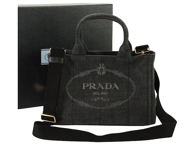 Tote Prada Canapa Preto John  ref.1415196