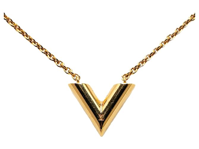 Collar en V esencial chapado en oro de Louis Vuitton Dorado Metal  ref.1415289