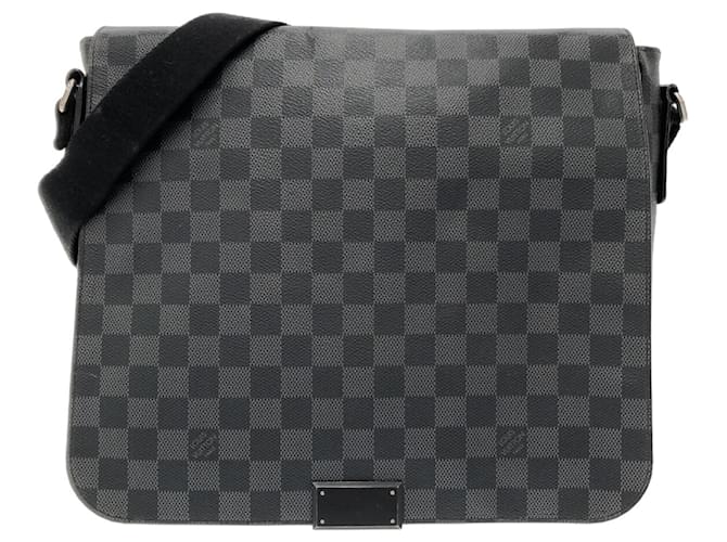 Louis Vuitton Black Damier Graphite District MM Nero Tela  ref.1415301